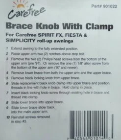 CAREFREE AWNING BRACE LOCKING KNOB WITH BACKING NUT 200-34120 CARAVAN RV -Rv Parts Store 112090216935 8