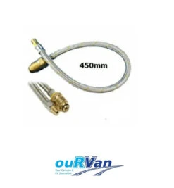 LPG BRAIDED GAS HOSE PIGTAIL CARAVAN POL X 1/4 MNPT 450MM - 51-FP14M450