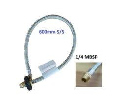LPG BRAIDED GAS HOSE PIGTAIL FOR CARAVAN HAND WHEEL POL 1/4 MNPT 600MM - 51-HTFP14M600